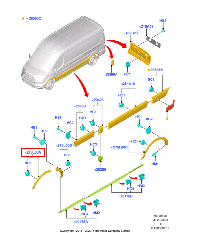 Арка колеса Ford ТЗ TR > 19 (переднее колесо, передняя часть, левая LH) 2309452/BK31V278L01BH5YZ9 - Миниатюра товара 1