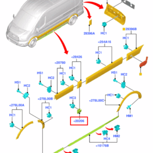 Молдинг Ford ТЗ TR > 14 (кузова, после двери, левый/правый) (серый) BK31V20206BC OTOCAH