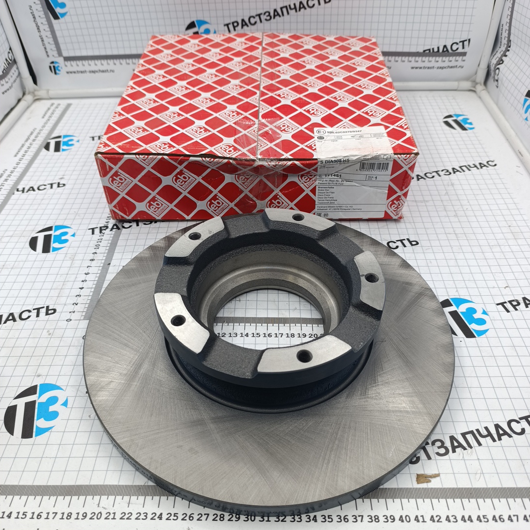 Диск тормозной задний Ford Transit Tr’14 (перед.привод- R16, D=308mm) FEBI - Миниатюра товара 1