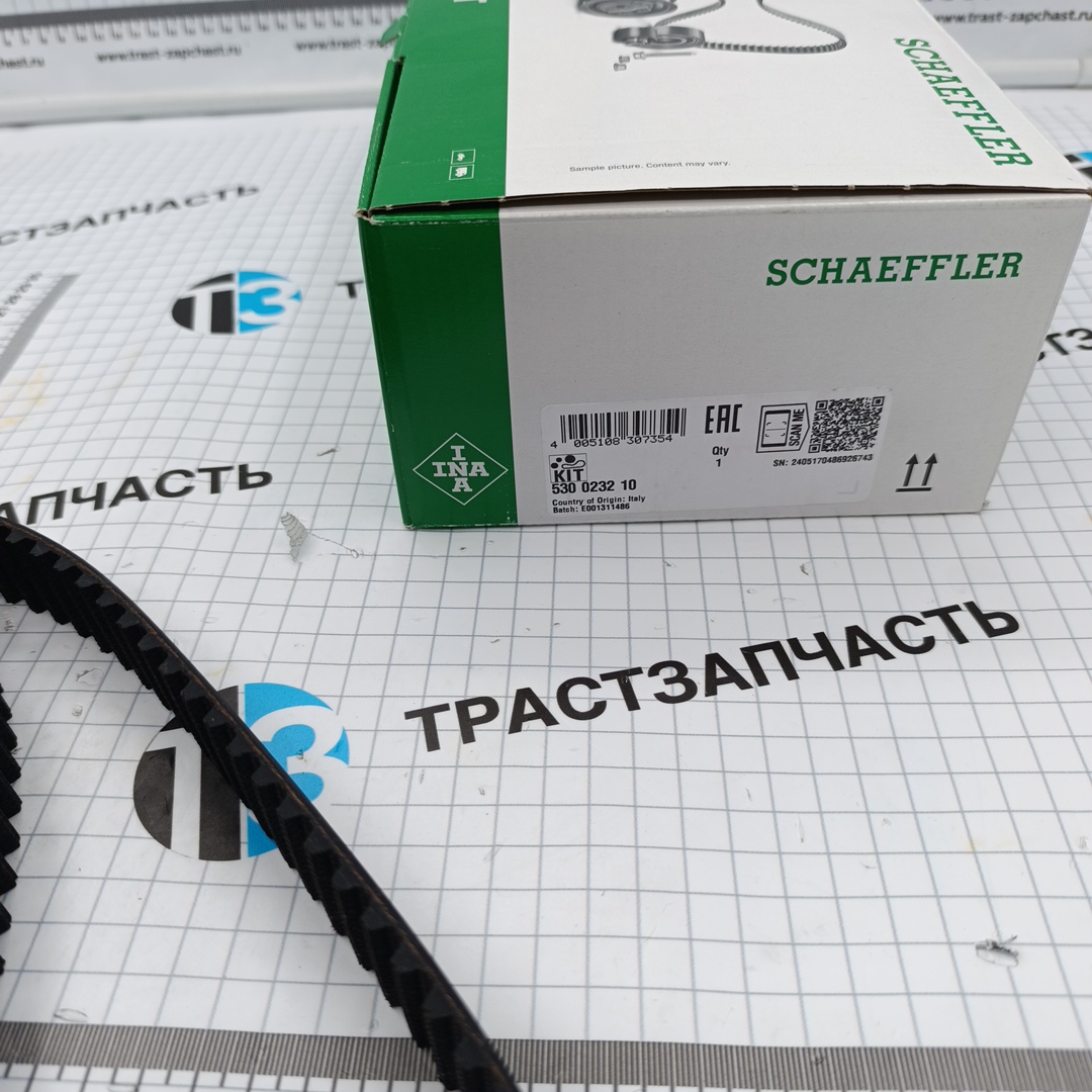 Комплект ГРМ ремень + 2 ролика Fiat Ducato 2.3JTD 500055844/71736716 (INA) Италия - Миниатюра товара 2