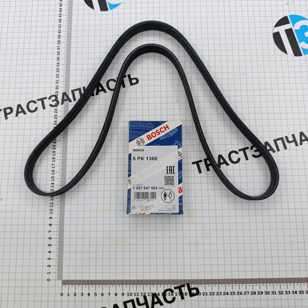 Ремень генератора Fiat Ducato 2.2 (ЕВРО 6, с 2021-2023г.) (обводной) 46357399/6PK1360 (ORG BOSCH) - Миниатюра товара 1