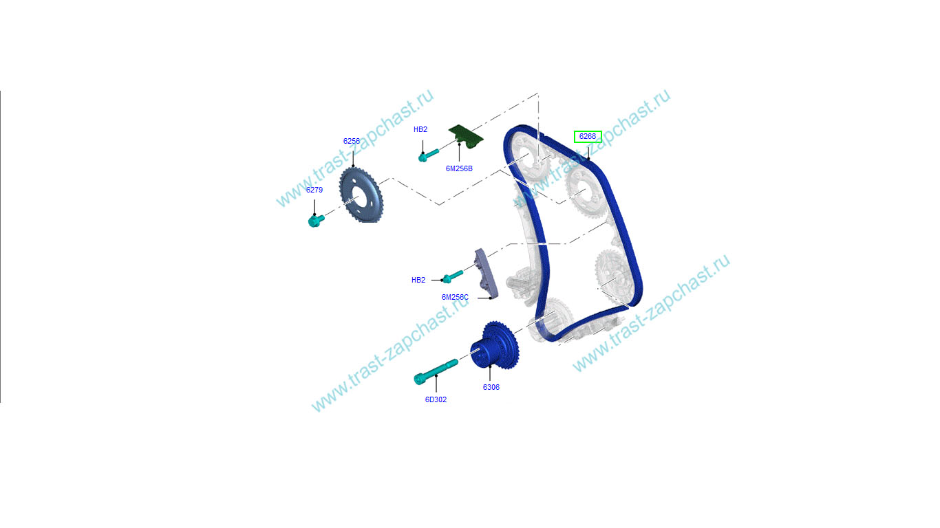 Цепь ГРМ 2,4-2,2 RWD BK3Q6268AA/1704089 Ford Europe (Оригинал — гарантия подлинности) - Миниатюра товара 2
