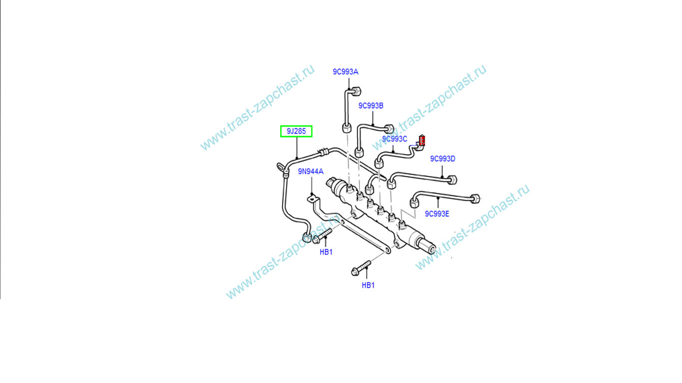Трубка топливная центральная Ford TR > 06 2.4 6C1Q9J323BC/1406165 JMC - Миниатюра товара 3