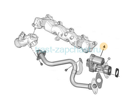 Клапан EGR (Евро 4) без охлаждения TR > 06 2,4/2,2 PSA 8C1Q9D475BA/1480560/9665752480/1618HQ HELLA - Миниатюра товара 3