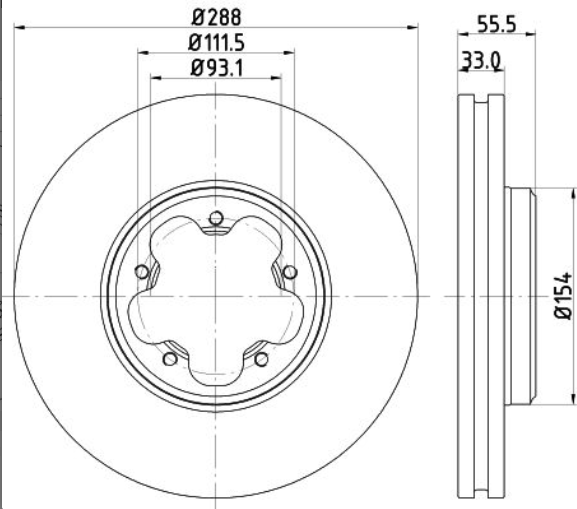 Диск тормозной передний Ford Transit Tr’14 (перед.привод R15, Ø 288mm) 2110008 BOSCH