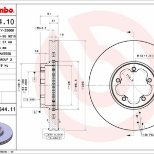 Диск тормозной передний с 2014 г.в (с двухскатными задними колесами) BREMBO