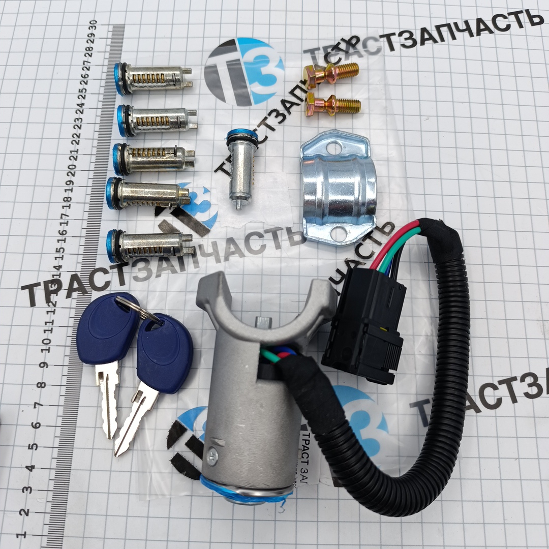 Замок зажигания Iveco Daily 3 (замок+ 6 личинок+ ключи) 2996076/2996075 (черная фишка) ТЗ - Миниатюра товара 1