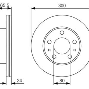Диск тормозной передний  (вент) Peugeot Boxer3-Fiat Ducato3 (R15 D300mm)  (толщина 24 мм) BOSCH