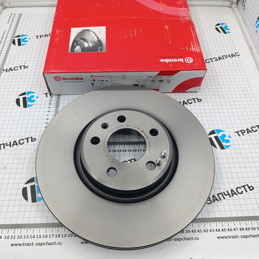 Диск тормозной передний VAG Audi A4(B8), A5(8T3), A6(C7), Q5(8RB) 8R0615301G/8R0615301F BREMBO - Миниатюра товара 1