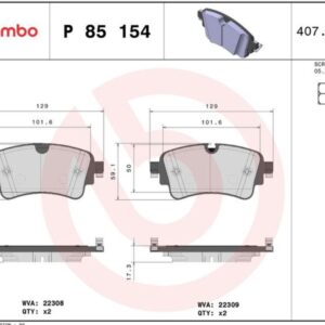 Тормозные колодки задние VAG AUDI A4/Q7 15- BREMBO