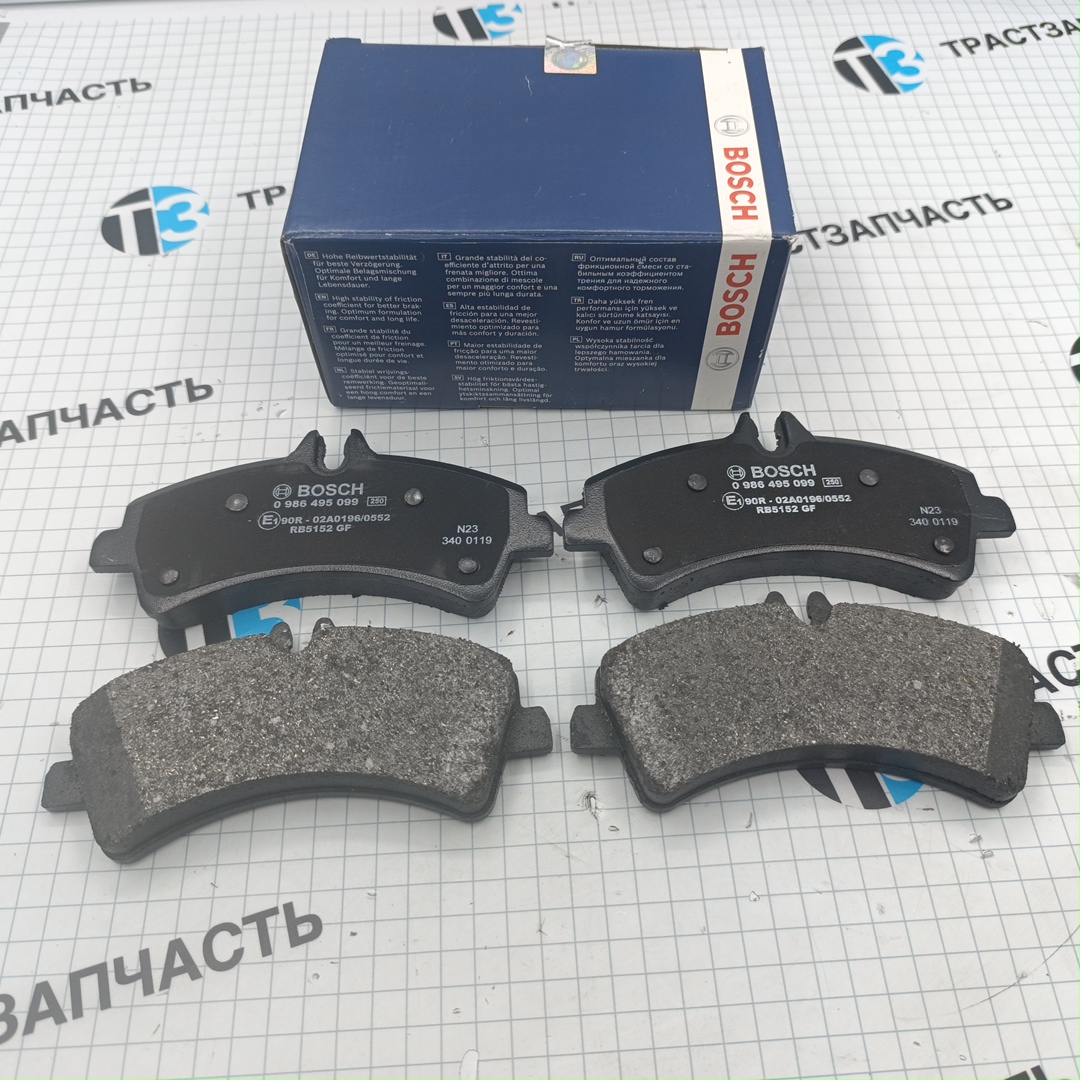 Тормозные колодки задние MB Sprinter 906 >06, VW Crafter >06 BOSCH EUROPE - Миниатюра товара 1