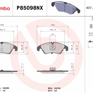 Тормозные колодки передние VAG AUDI A4 (B8) XTRA-line BREMBO