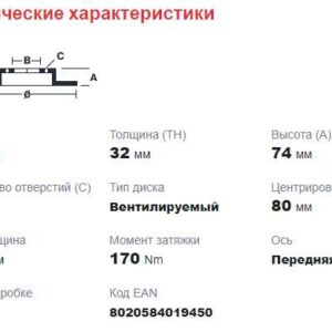 Диск тормозной передний  (вент) Peugeot Boxer3-Fiat Ducato3 (R16 D300mm) (толщина 32 мм)