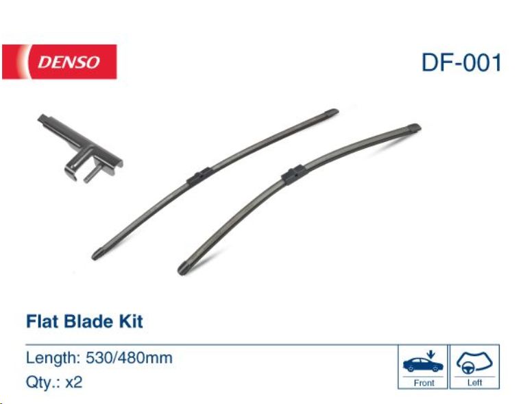 Щетки стеклоочистителя VAG VW Golf IV, Polo IV, Mazda III (ком-т, бескаркасные, 530/480mm) DENSO - Миниатюра товара 1