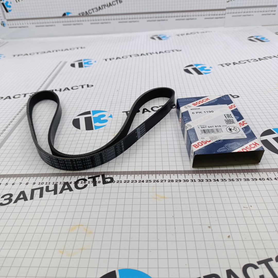 Ремень генератора Renault Kangoo 1.9 (6PK1190) BOSCH EUROPE - Миниатюра товара 1