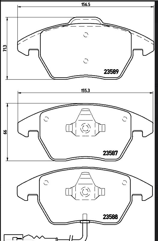 Тормозные колодки передние VAG Audi, Seat, Skoda, VW (5K0698151B/3C0698151P/GDB1550/P85075) BREMBO - Миниатюра товара 1