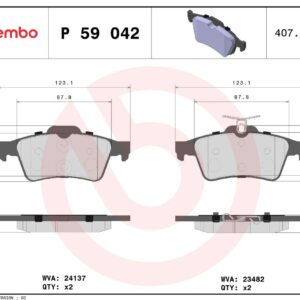 Тормозные колодки задние Ford Connect, Focus, C-max/Mazda/Peugeot/Citroen BREMBO
