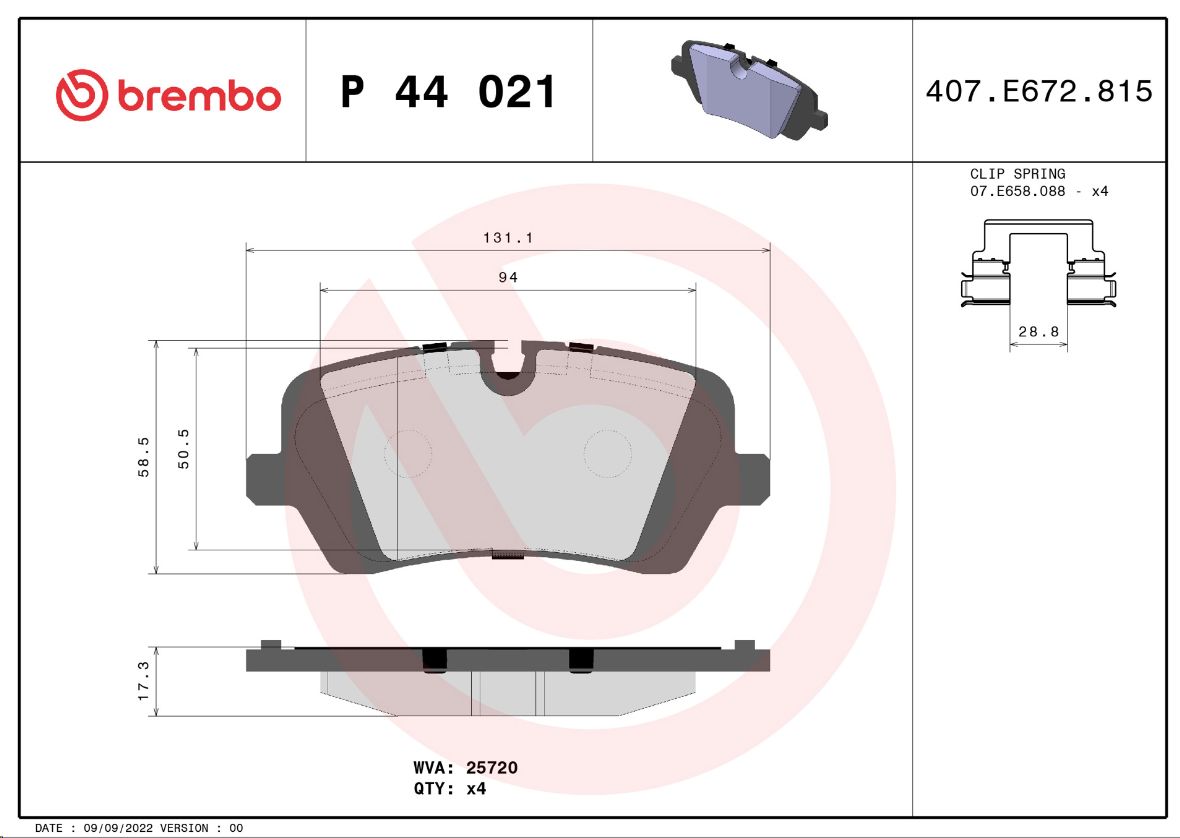 Тормозные колодки задние Land Rover Discovery V, Range Rover IV, Range Rover Sport II BREMBO - Миниатюра товара 1