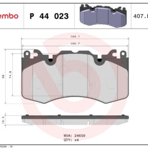 Тормозные колодки передние Land Rover Discovery Range Rover III/IV Sport I/II BREMBO EUROPE