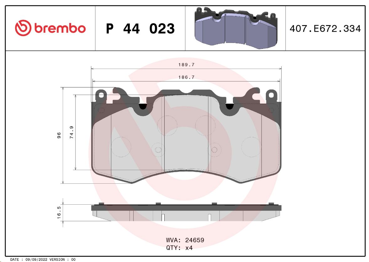 Тормозные колодки передние Land Rover Discovery Range Rover III/IV Sport I/II BREMBO EUROPE - Миниатюра товара 1