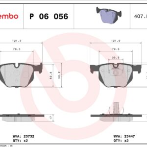 Тормозные колодки задние BMW 5(E60/E61), X5(E70/F15/F85), X6(E71/E72), X6 (F16/F86) BREMBO