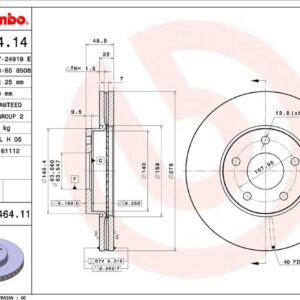 Диск тормозной передний Ford Focus, C-Max, Volvo C30 (533) 06- BREMBO EUROPE