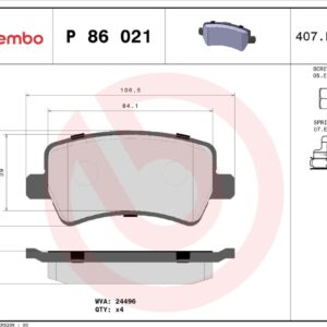 Тормозные колодки задние Ford GALAXY/S-MAX/VOLVO S80/V70/XC60/XC70 07-  BREMBO EUROPE