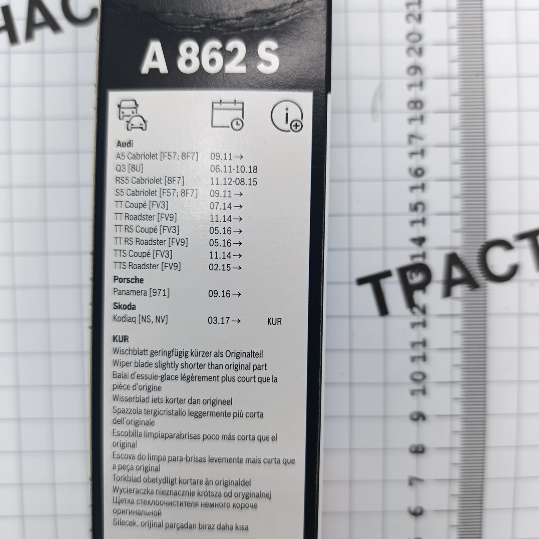 Щетки стеклоочистителя VAG Audi A5 (S5) Q3, TT (передние, бескаркас., с 2012-2018г., 600/530mm)BOSCH - Миниатюра товара 3