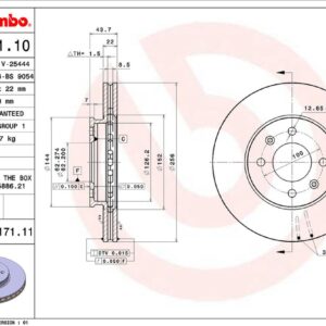Диск тормозной передний Solaris IV Rio III BREMBO 51712-0U000