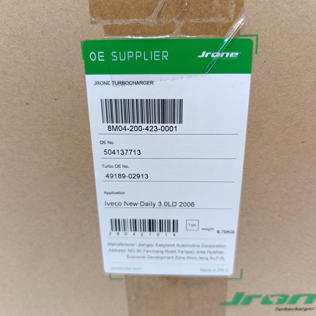 Турбокомпрессор 3.0 Iveco Daily- 3,0 > 06-14 г 504340177/504137713 JRONE - Миниатюра товара 2